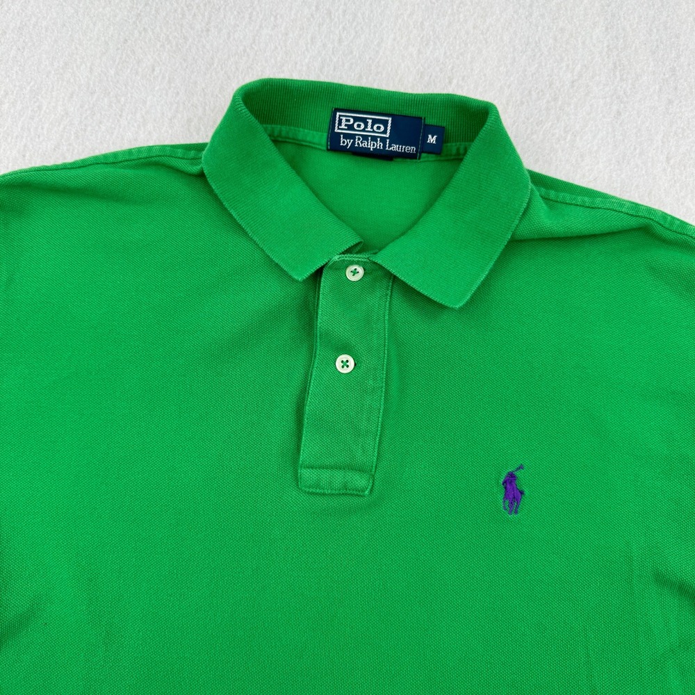 Polo Ralph Lauren Mens M Green Short Sleeve Pique Cotton Polo Preppy Casual